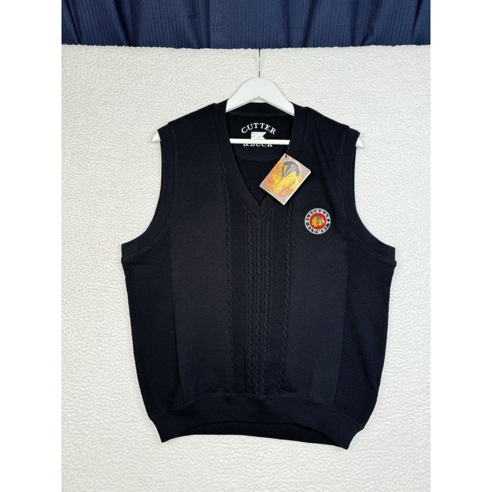 NEW - CUTTER & BUCK CHICAGO BLACKHAWKS ALUMNI Cotton Vest - Men's Medium